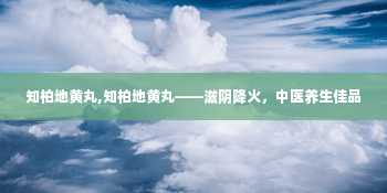 知柏地黄丸,知柏地黄丸——滋阴降火，中医养生佳品